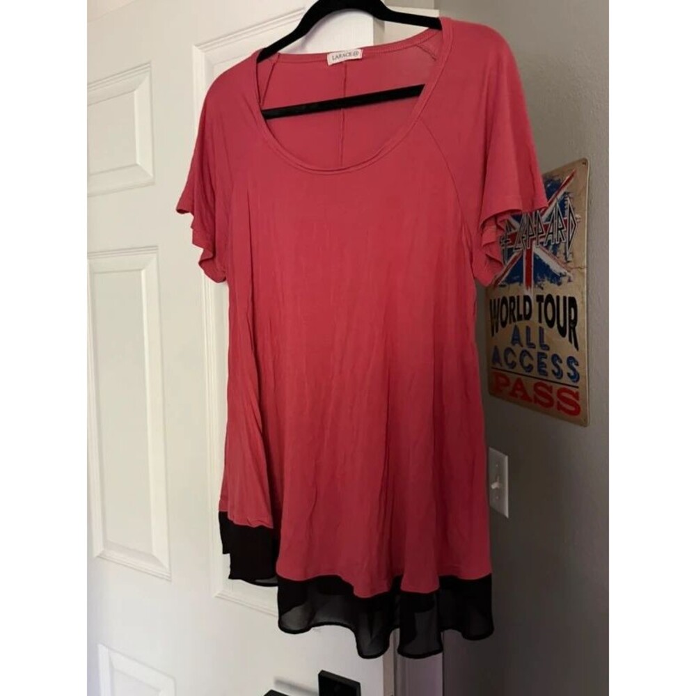 Larace Coral Chiffon Hem Tunic - Size 1X